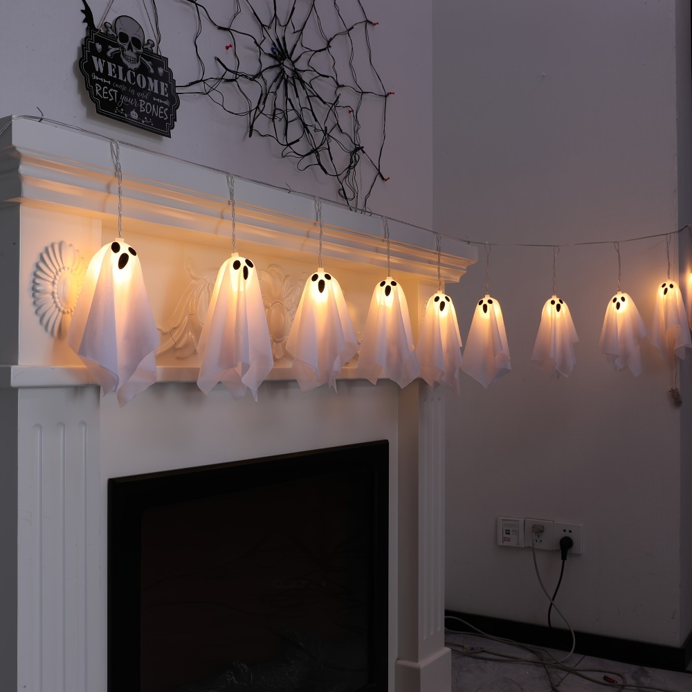 Led Fairy String Lights - ชุดไฟประดับฮาโลวีนแบบแขวน 10 ดวง พร้อมรีโมทคอนโทรล ใช้แบตเตอรี่ ไฟ
